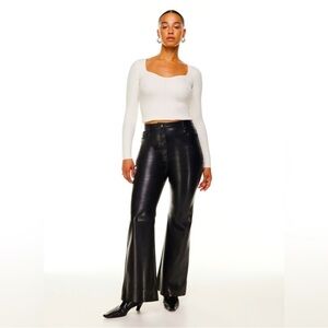 ARITZIA WILFRED The Melina Kick Flare High Rise Vegan Leather Pant Black Size 0